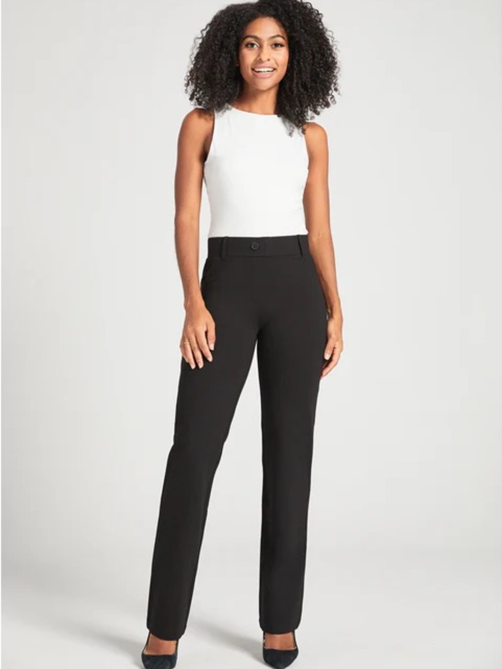 Betabrand Black Straight-Leg Dress pants - Women